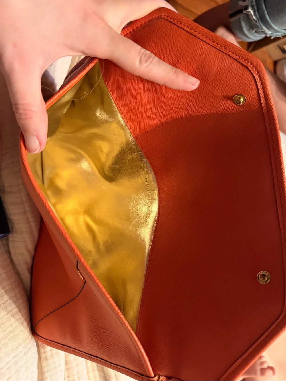 Michael Kors Coral-Orange Envelope Crossbody